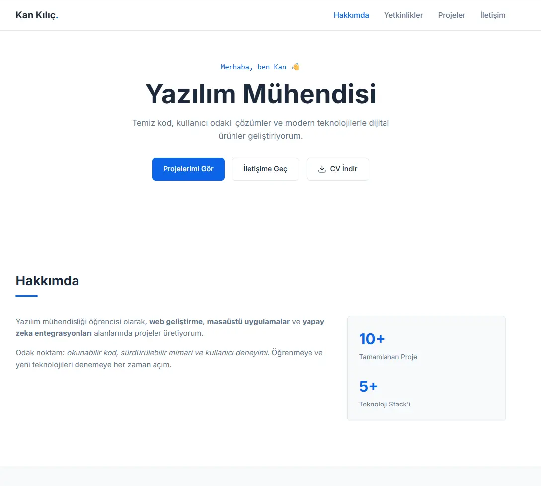 Kişisel Portfolyo Sitesi