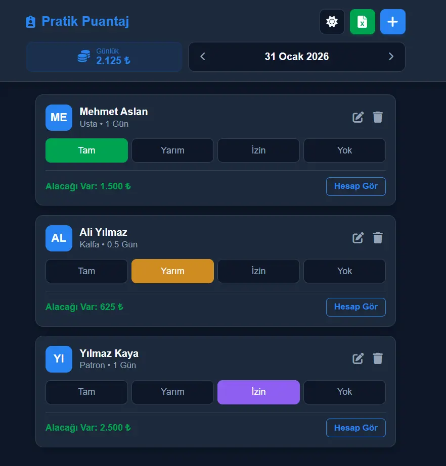 Personel Puantaj Sistemi